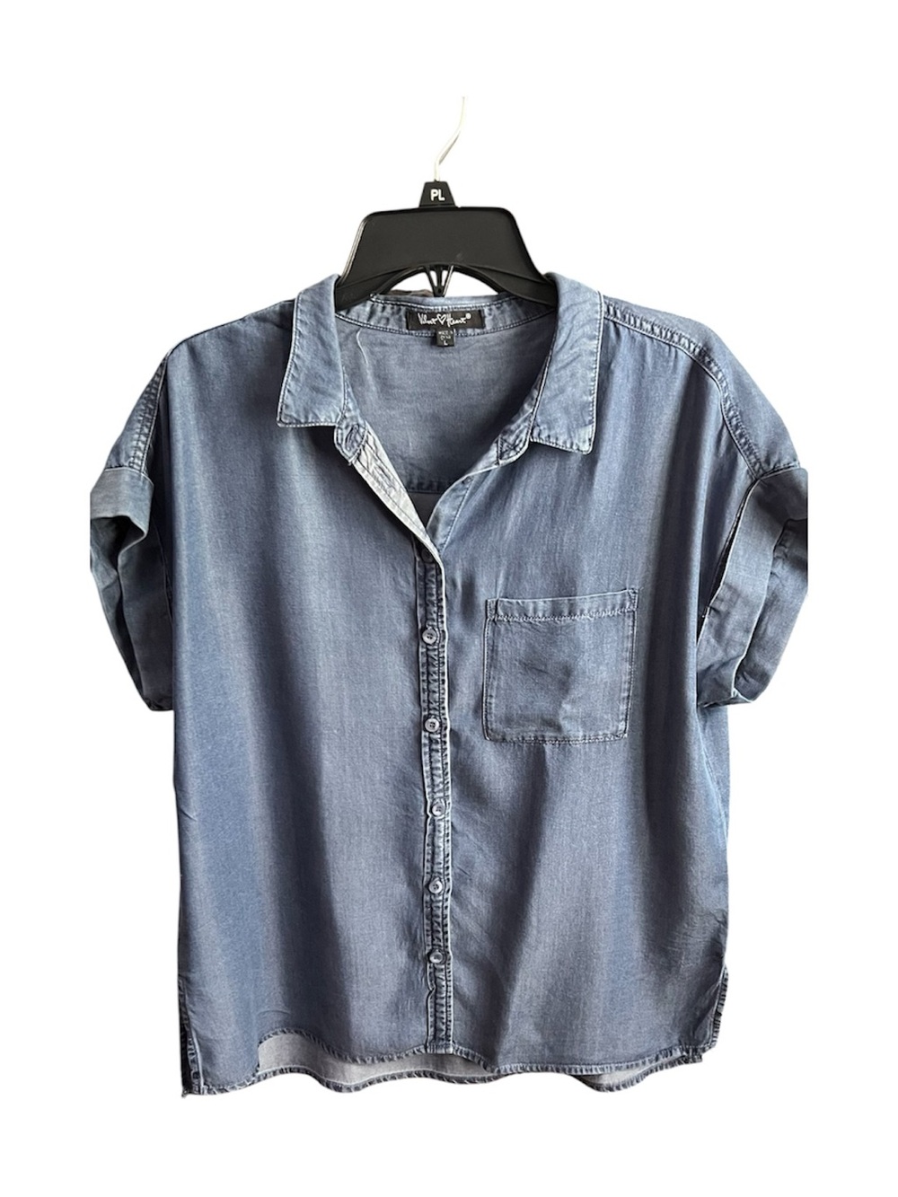 Vintage Wash Indigo Short-Sleeve Shirt by Velvet Heart